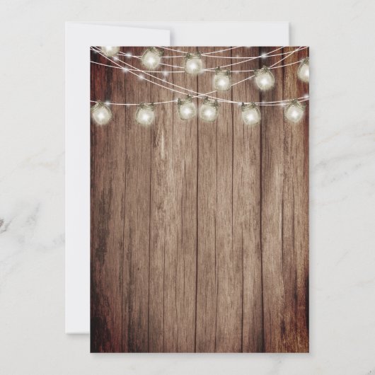 Schönes Rustikales Holzfass und Mauve Floral Einladung (Rückseite)