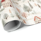 Schönes rustikales Landdorf Geschenkpapier (Rolleneckpunkt)