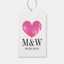 Schönes rustikales rosa Herz Gastgeschenk Hochzeit Geschenkanhänger