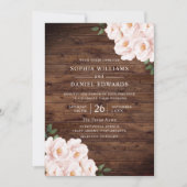 Schönes rustikales Rosa Rosa Elegante Hochzeit Einladung (Vorderseite)