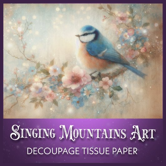 Schönes rustikales Shabby Chic Bluebird Decoupage Seidenpapier