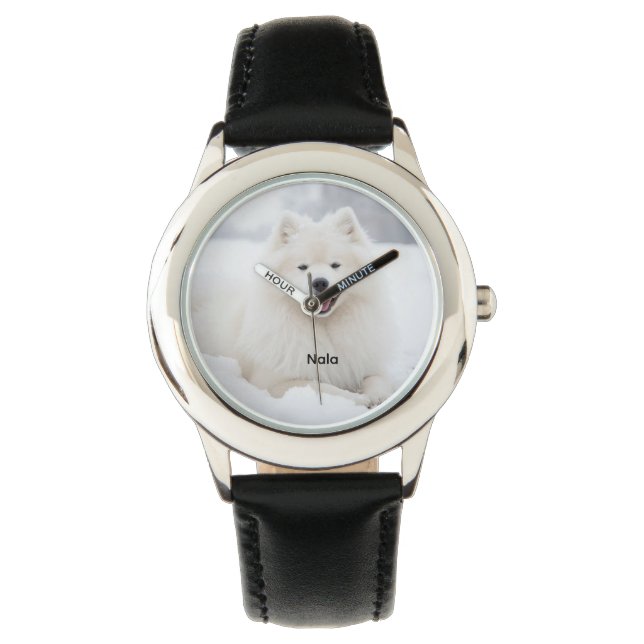 Schönes Samoyed Dog Kid's Personalisiert Armbanduhr (Vorderseite)
