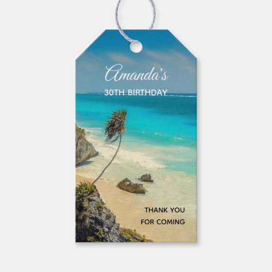 Schönes Sandstrand Tropical Paradise Geburtstag Geschenkanhänger (Vorderseite)