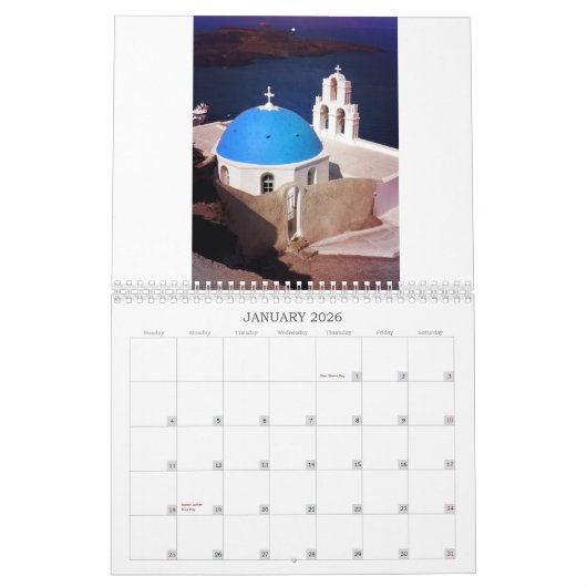 Schönes Santorini Griechenland Kalender (Jan 2026)
