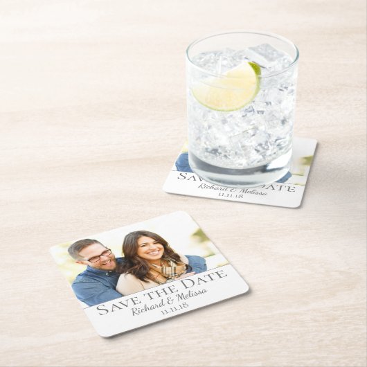 Schönes Save the Date Foto Rechteckiger Pappuntersetzer (Vor Ort)