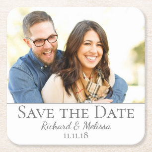Schönes Save the Date Foto Rechteckiger Pappuntersetzer