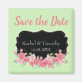 Schönes Save the Date Hochzeitrosa und Grün Magnet (Vorne)