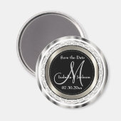 Schönes Save the Date in Silver & White Diamonds Magnet (Vorderseite/Rückseite)