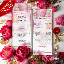 Schönes Scarlet Peony Floral Wedding Programm
