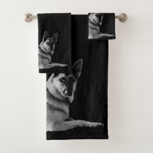 Schönes Schäferhund-Foto Badhandtuch Set