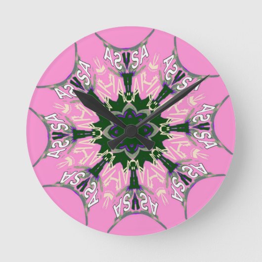 Schönes Schattenmotiv-Monogrammde des Babyrosas Runde Wanduhr (Vorderseite)