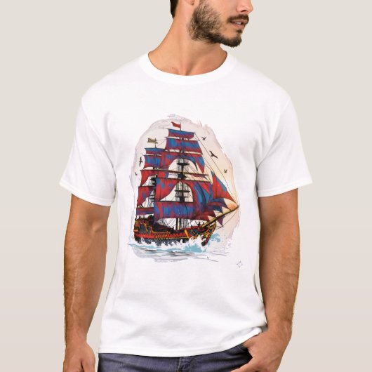 Schönes Schiff DigitalArt T-Shirt (Vorderseite)