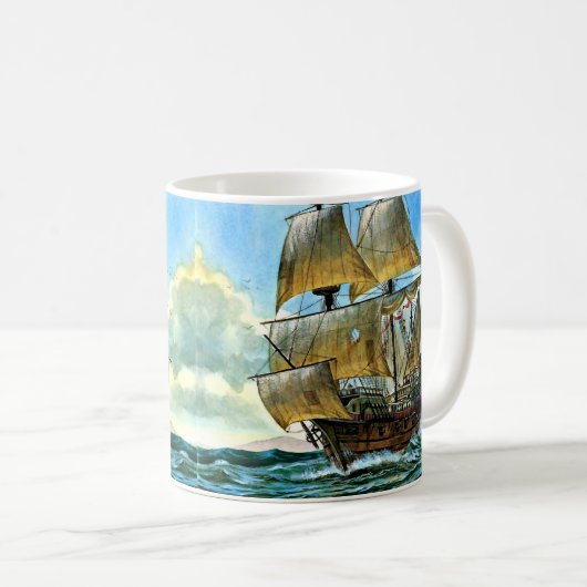 schönes Schiff mit vier Masten Kaffeetasse (VorderseiteRechts)