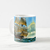 schönes Schiff mit vier Masten Kaffeetasse (Vorderseite Links)