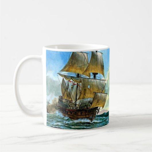 schönes Schiff mit vier Masten Kaffeetasse (Links)