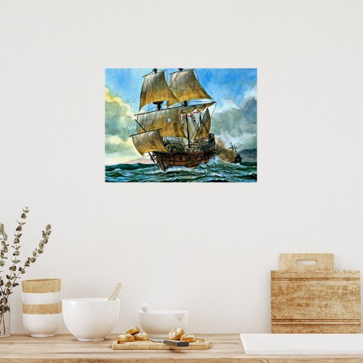schönes Schiff mit vier Masten Poster (Küche)