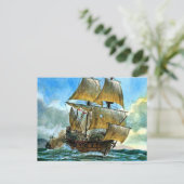 schönes Schiff mit vier Masten Postkarte (Stehend Vorderseite)