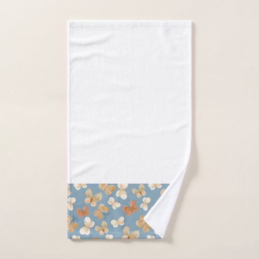 Schönes Schmetterlingsmuster Blau Badhandtuch Set (Handtuch)