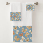 Schönes Schmetterlingsmuster Blau Badhandtuch Set