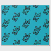 Schönes Schmetterlingsmuster mit blau und schwarz Geschenkpapier (Flach)
