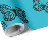 Schönes Schmetterlingsmuster mit blau und schwarz Geschenkpapier (Rolleneckpunkt)