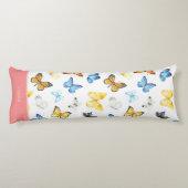 Schönes Schmetterlingsmuster mit Name Pink Cotton Seitenschläferkissen (Rückseite)