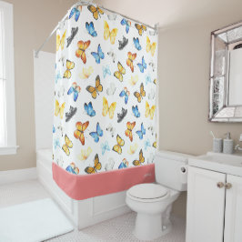 Schönes Schmetterlingsmuster mit Name Pink Duschvorhang