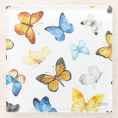 Schönes Schmetterlingsmuster mit Namen Glasuntersetzer (Vorderseite)