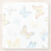 Schönes Schmetterlingsmuster mit Namen Glasuntersetzer (Rückseite)