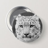 Schönes Schnee-Leopard-Schwarzweiss-Porträt Button (Vorne & Hinten)