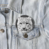 Schönes Schnee-Leopard-Schwarzweiss-Porträt Button (Beispiel)