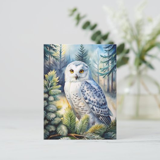 Schönes Schneeauwl Postkarte (Stehend Vorderseite)