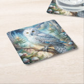 Schönes Schneeauwl Rechteckiger Pappuntersetzer (angewinkelt)