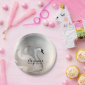 Schönes Schwan Silver Chic Elegantes Party Pappteller (Party)