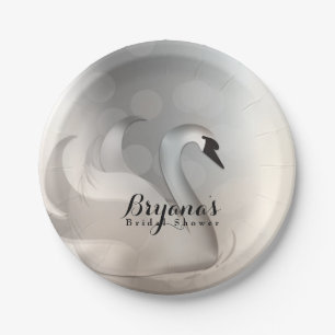Schönes Schwan Silver Chic Elegantes Party Pappteller