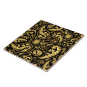 Schönes Schwarz-Gold-Paisley-Muster Fliese (Seite)