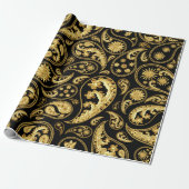 Schönes Schwarz-Gold-Paisley-Muster Geschenkpapier (Ungerollt)