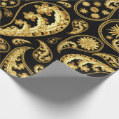 Schönes Schwarz-Gold-Paisley-Muster Geschenkpapier (Ecke)