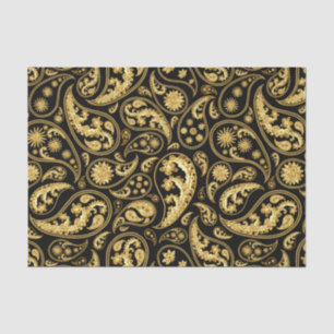 Schönes Schwarz-Gold-Paisley-Muster Seidenpapier