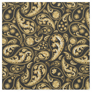 Schönes Schwarz-Gold-Paisley-Muster Stoff