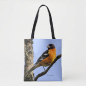 Schönes Schwarz-Headed Grosbeak in einem Baum Tasche (Vorderseite)