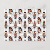 Schönes Schwarz Mädchen Engel Muster Design Postkarte (Rückseite)