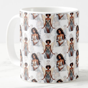 Schönes Schwarz Mädchen Engelsmuster Design  Kaffeetasse