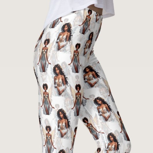 Schönes Schwarz Mädchen Engelsmuster Design  Leggings