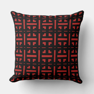 Schönes Schwarz-Rot-Geometrisches Muster Kissen