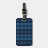 Schönes Schwarz und Blau Kariert Gepäckanhänger (Vorderseite vertikal)
