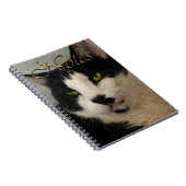 Schönes Schwarz-Weiß Cat Art Portrait Notizblock (Rechte Seite)