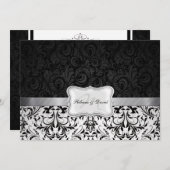 Schönes Schwarz-Weiß-Damast-Probe-Dinner Einladung (Vorne/Hinten)