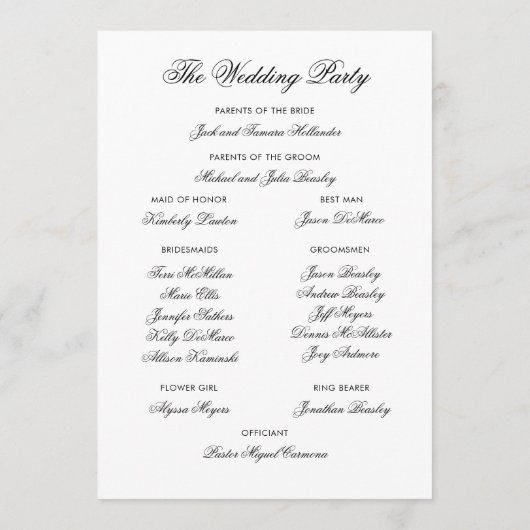 Schönes Schwarz-Weiß-Flachprogramm Programm (Rückseite)