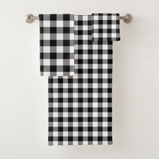 Schönes Schwarz-Weiß-Gingham-Muster-Set Badhandtuch Set (Insitu)